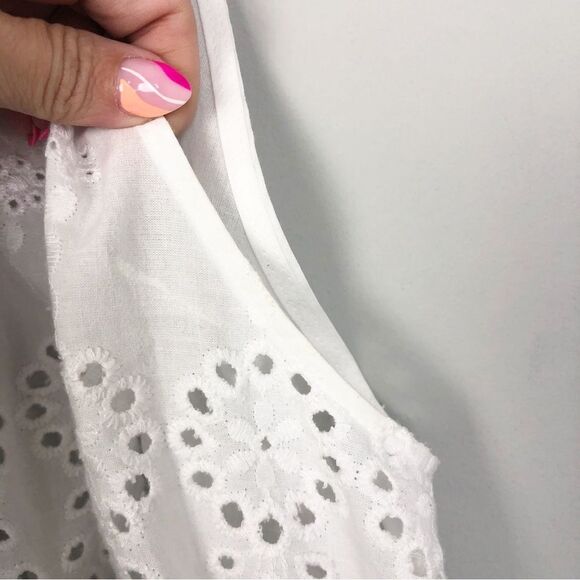 ZARA | White Eyelet Tank Top Red Stripe Halter Neckline Women’s Size Medium - Picture 4 of 8